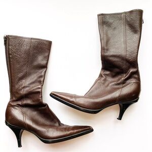 Miu Miu vintage leather ankle bootie heels Y2K